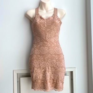 Guess cocktail lace dress.   Size XXS.  Tan/nude colour